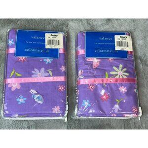 VTG 1990s Colormate Kids Sears Valances Lot of 2 84" x 15" Butterfly Swirl